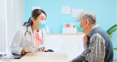 Fototapeta premium doctor explain ENT model