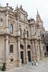 Facade detail of Santiago de Compostela  Cathedral in Inmaculada square, Santiago de Compostela, Spain