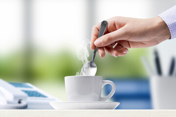 Woman having a coffee break