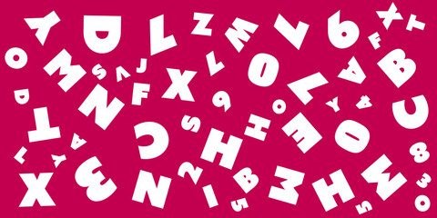 Various Colorful Randomly Placed, Sized and Oriented Art Deco Style Bold Letters Pattern - Texture on Wide Scale Background, Design Element for Web or Book Covers in Editable Vector Format