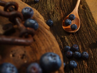 blueberries on wooden background