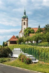 Fototapeta premium Melnik Castle on the hill above Labe and Vltava River confluence, Czech Republic - Europe. The castle was rebuilt in 1754 into a chateau.