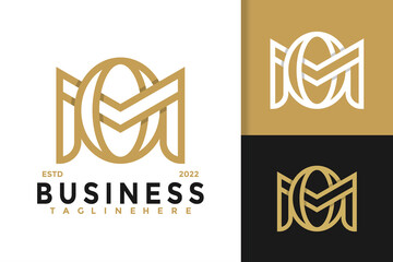 Letter Mo or Om Elegant Modern Logo Design  Vector Template