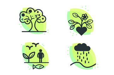 trees, diversity and nature infographic icon set vector illustration 