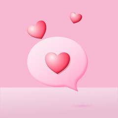 3d concept of online social media platform, online social communication in apps, photo frame with heart.