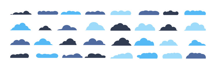 Cloud. Abstract white cloudy set isolated on blue background. Vector illustration