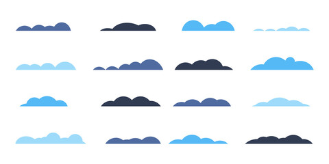 Cloud. Abstract white cloudy set isolated on blue background. Vector illustration