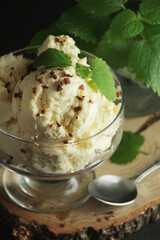 Ice cream scoops in an ice cream bowl