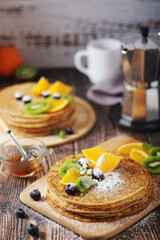 Crepes or bliny with fruit
