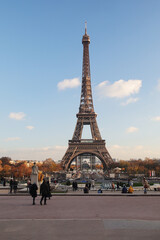The view of the Eiffel tower from Trocadero hill, Paris	