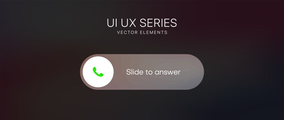 Phone incoming call screen elements. Slide to answer. Accept button, Decline button. Incoming call. Smartphone call screen template. Mockup vector illustration. EPS10. 