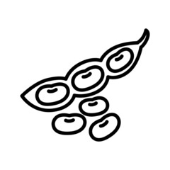 Soybean outline icon, isolated on white. Organic food.