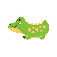 Little crocodile icon. Cartoon illustration of a funny crocodile isolated on a white background. Vector 10 EPS.
