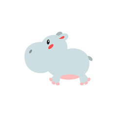Little hippo icon. Cartoon illustration of a cute hippopotamus isolated on a white background. Vector 10 EPS. 
