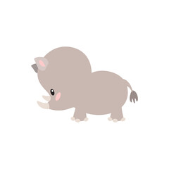 Little rhino icon. Cartoon illustration of a cute rhinoceros isolated on a white background. Vector 10 EPS. 
