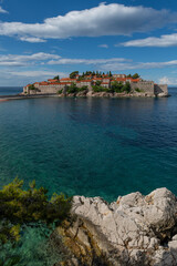 Fototapeta na wymiar Montenegrin picturesque island of St. Stephen in the Adriatic Sea