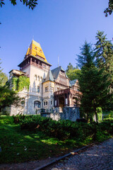 beautiful old palace building in a forest