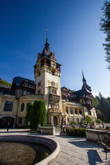 Beautiful old royal palace in Carpathian with clock tower