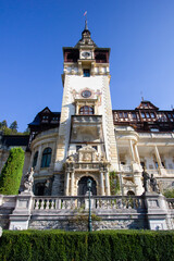 Beautiful old royal palace in Carpathian with clock tower