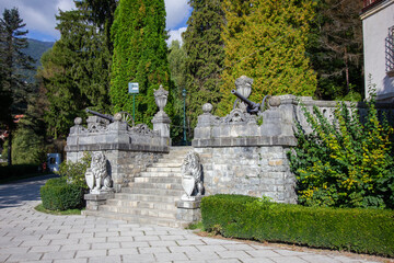 stone lions in old royal garden