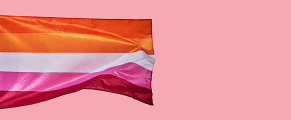 Fototapeta detail of a lesbian pride flag, banner format obraz