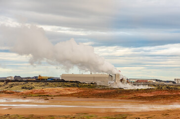 Fototapeta premium Geothermal power plant Gunnuhver Hot Springs Reykjanes peninsula Iceland