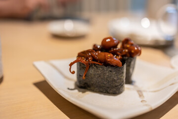Delicious Japanese Food serve on Plate at Japanese Restaurant