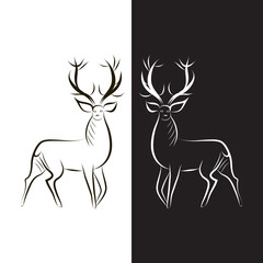 Black and white composition with two deer outlines