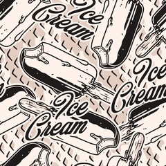 Ice cream seamless pattern monochrome