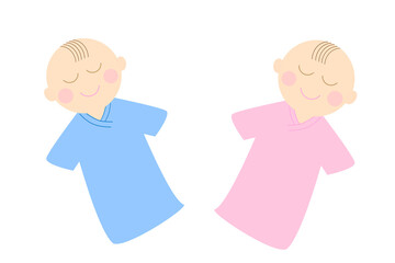 男の子と女の子の赤ちゃん。新生児。