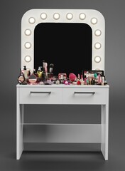 Realistic 3D Render of Cosmetics Collection on Table