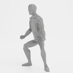3D Render of Artificial Low-poly Character