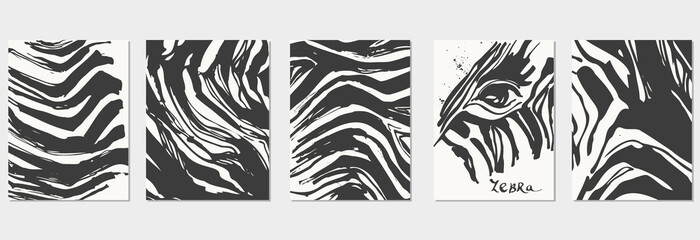 Hand drawn black ink zebra skin texture. © katyabogina