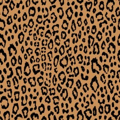 Seamless jaguar, leopard, cheetah, panther skin pattern. Animal beige and black background with small spots