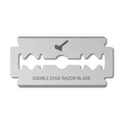  Double edge razor blade. Barbershop symbol. Vector icon 3D realistic illustration.