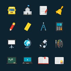 Education and learn Icons with Black Background	