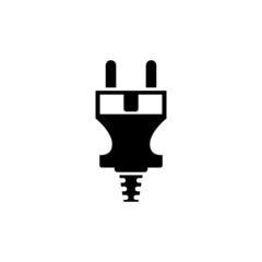 Electric Plug, Electrical Cable Adapter. Flat Vector Icon illustration. Simple black symbol on white background. Electric Plug, Electrical Adapter sign design template for web and mobile UI element.