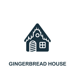 Gingerbread House icon. Monochrome simple icon for templates, web design and infographics