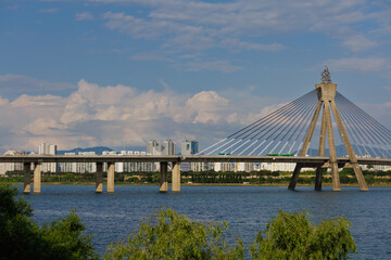 Olympic Bridge and Han River scenery in summer