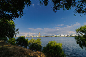 Olympic Bridge and Han River scenery in summer