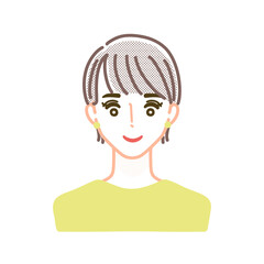 微笑むショートカットの女性のイラスト