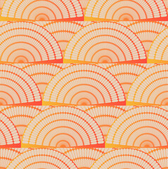 fans rows asian style seamless pattern orange shades
