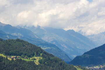 Naklejka na ściany i meble Landscape of Lienz Dolomites in Austria. Massive Alpine mountains.