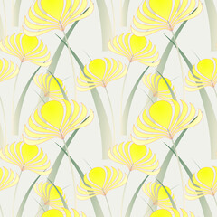 Fototapeta na wymiar yellow iris in the fog seamless pattern tile
