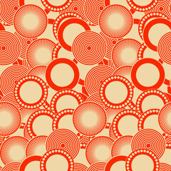 retro style seamless geometric circles rings red ivory