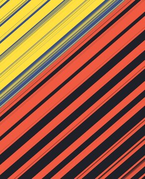 diagonal parallel stripes in red yellow blue on a black background