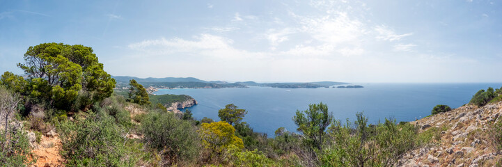 Fototapeta na wymiar Panorama from the View point Mirador de Cap Andritxol in Camp de Mar, Mallorca, Balearic island, Spain