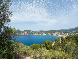 Hiking on the GR 221 at the beautiful coast of the Tramuntana, Mallorca, Balearic islands, Spain