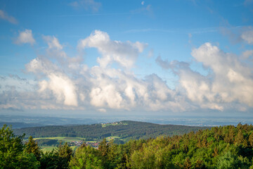 clouds and blue sky in the Bavarian Forest with fascinating 