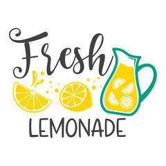 Fresh lemonade funny slogan inscription. Lemon vector quotes. Lemonade sign. Illustration for prints on stand, t-shirts, bags, posters, cards. Isolated on white background.  - obrazy, fototapety, plakaty